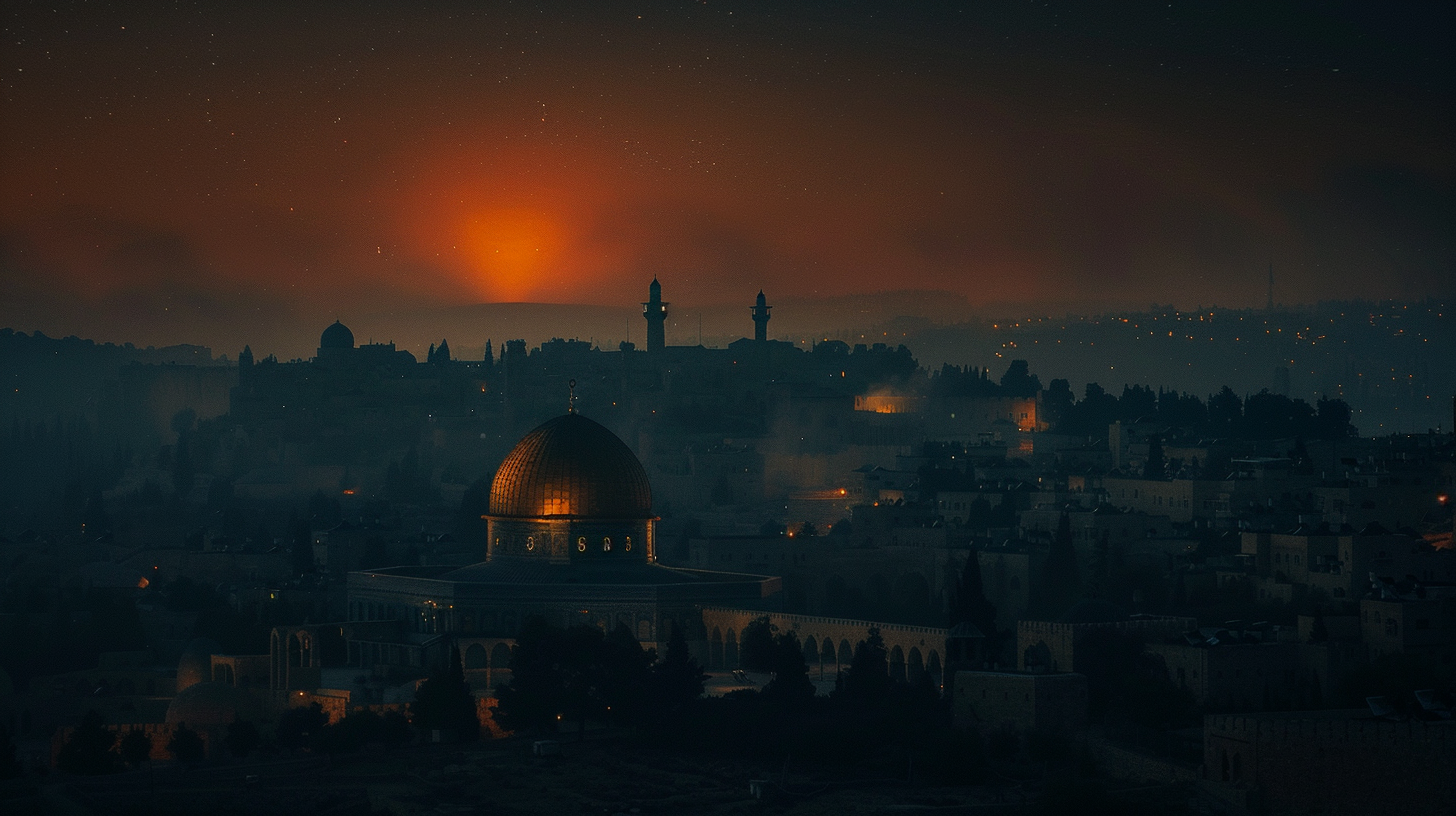 Jérusalem au crépuscule avec vue sur la vieille ville et le mur des Lamentations