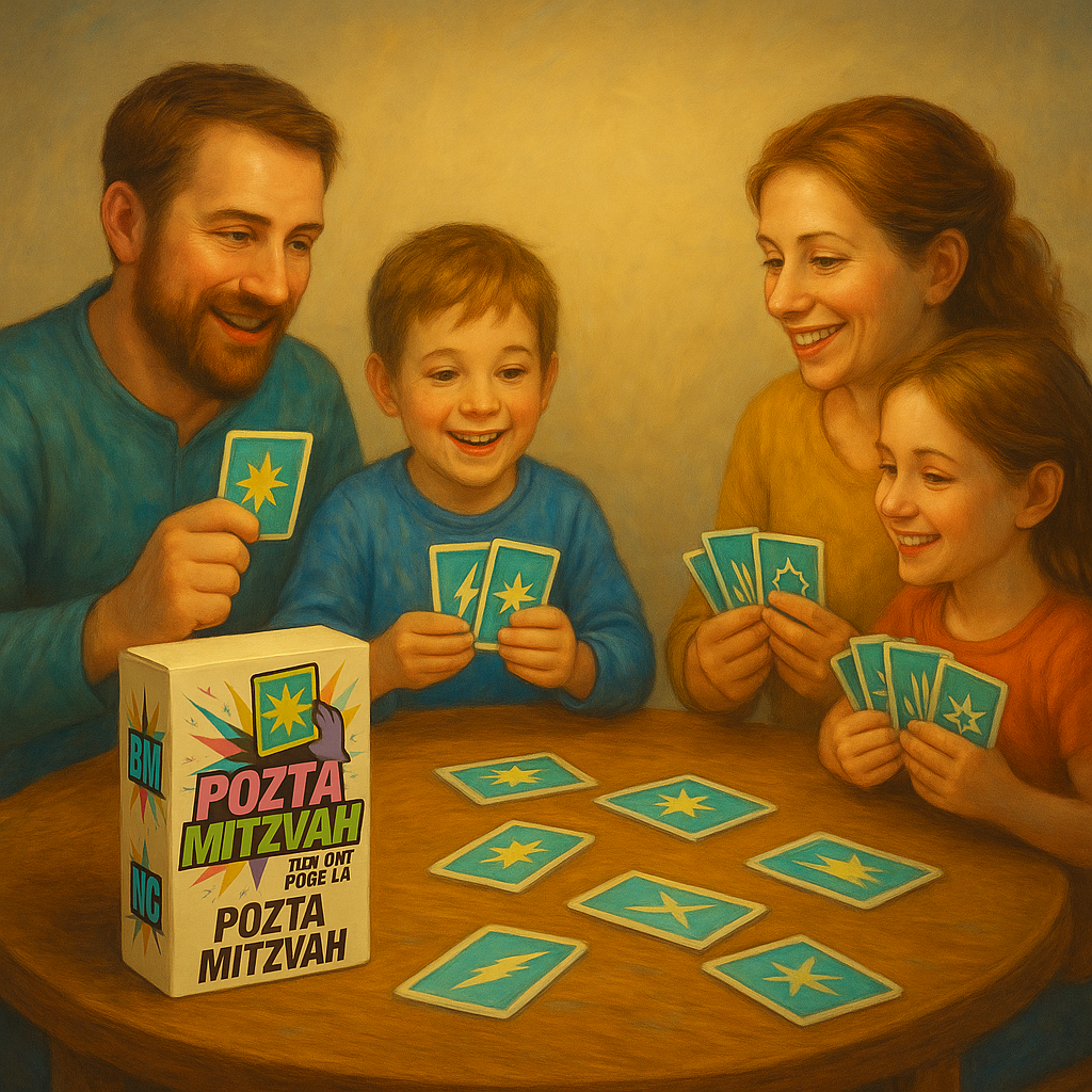 Enfants découvrant les mitsvot avec le jeu Poztamitsvah en préparation bar mitzvah